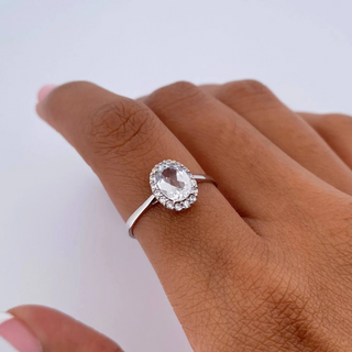 Anillo Ovalo | Oro Blanco 18K | 1.8gr | T6 1/2