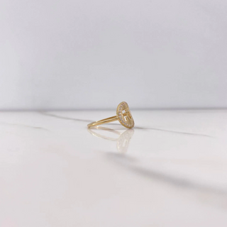 Anillo Circulo Fe | Oro Amarillo | 1.75gr | T5 1/2 | Circones Blancos