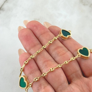 Cadena GC Corazón Verde | Oro Amarillo 18K | 10.65gr | 50cm