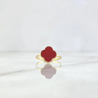 Anillo Trébol VCyA | Oro Amarillo | 1.9gr | T7 1/2 | Rojo Electroestático