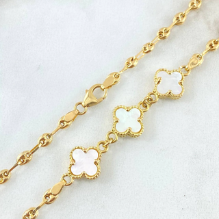Cadena GC Trebol Blanco | Oro Amarillo Nac.Esp. 18K | 7.8gr | 45cm