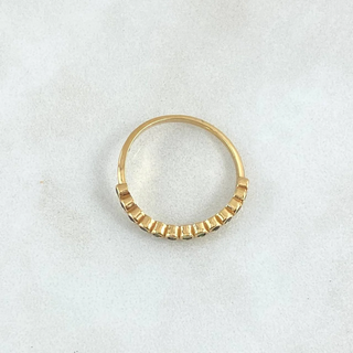 Anillo Circulos Ondulados | Oro Amarillo | 1.8gr | T7 1/4 | Circones Verdes