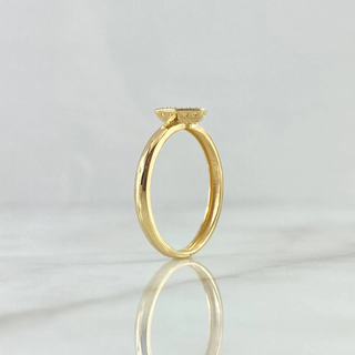 Anillo Solitario Halo Hexagonal | Oro Amarillo 18K | 2gr | T6 3/4 | Circones Blancos