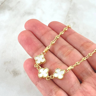 Cadena GC Trebol Blanco | Oro Amarillo Nac.Esp. 18K | 7.8gr | 45cm