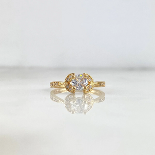 Anillo Solitario Cola Sirena | Oro Amarillo | 2.25gr | T7 | Circon Blanco