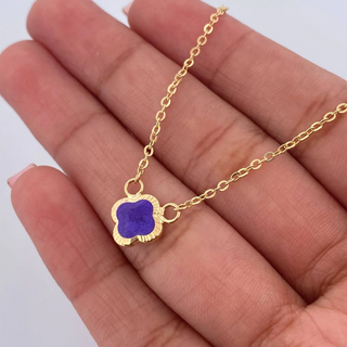 Cadena Aro Seguido Trebol | Oro Amarillo 18K | 2.4gr | 41.4cm | 1.2mm Electroestatico Negro Morado