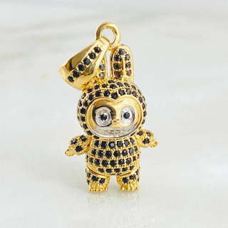 Dije Conejo Sonriente | Dos Oros Amarillo Blanco 18K | 6.05gr | 3.4cm