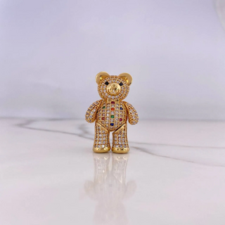 Dije Oso Articulado Corbatin | Oro Amarillo 18K | 13.55gr | 3.2cm | Circones Colores