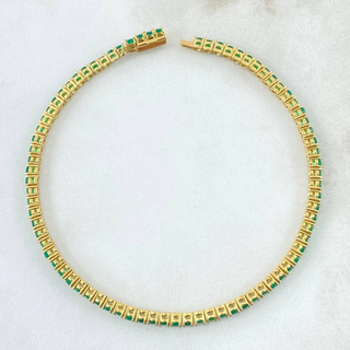 Pulso Tennis | Oro Amarillo 18K (Joya) | 8gr | 19cm | 2.3mm Esmeraldas 2.76 Qts