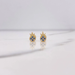 Topos Piña | Oro Amarillo 18k | 0.8gr | Circones Azules