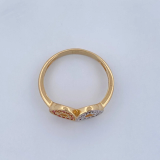 Anillo Pareja Corazones | Dos Oros Amarillo Blanco 18K | 2.35gr | T7 1/4