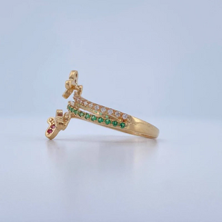 Anillo Mariposas Doble Carril | Oro Amarillo 18K | 2.35gr | T6 1/4