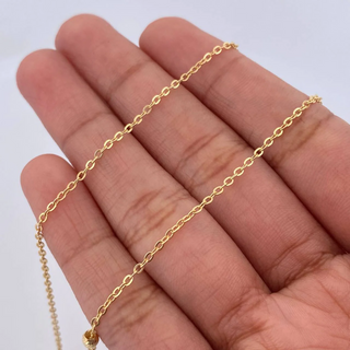 Cadena Aro Seguido Letra A Corazones | Oro Amarillo 18K | 3.6gr | 46.7cm | 3mm Bolas Diamantadas Rosado Verde Rojo