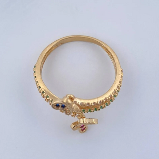 Anillo Mariposas Doble Carril | Oro Amarillo 18K | 2.35gr | T6 1/4