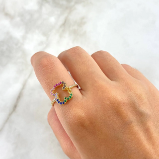 Anillo Silueta Oso TS | Oro Amarillo | 3.1gr | T8 3/4 | Circones Colores