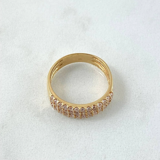 Anillo Trio Churumbela | Oro Amarillo 18K | 3.4gr | T6 1/2 | Circones Blancos