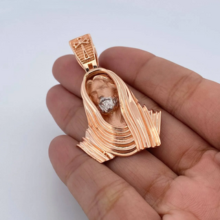 Dije Rostro Cristo | Dos Oros Blanco Rosa 18K | 21.75gr | 5.5cm