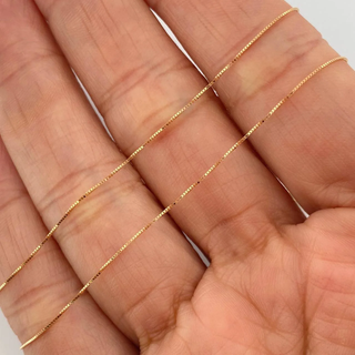 Set Cadena y Dije Veneciana + Dije Rectangular Esmeralda | Oro Amarillo 18K | 1.2gr | 40cm | 0.4mm