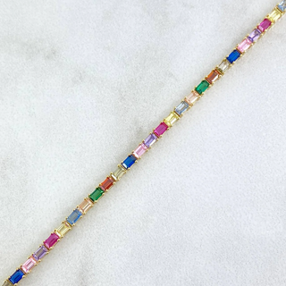 Pulso Tennis | Oro Amarillo +4 | 5.85gr | 19cm | 2.2mm Circones Colores