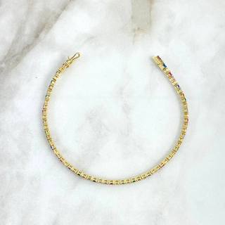 Pulso Tennis | Oro Amarillo +4 | 5.85gr | 19cm | 2.2mm Circones Colores