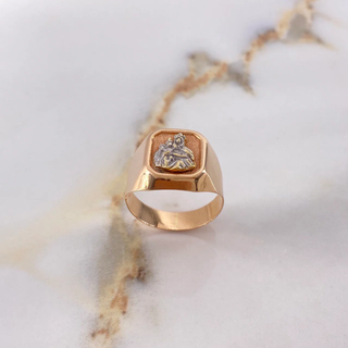 Anillo Sello Virgen del Carmen | Dos Oros Blanco Rosa | 3.9gr | T9 1/4