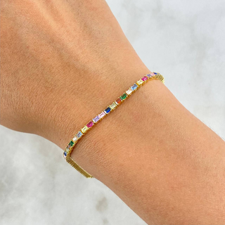 Pulso Tennis | Oro Amarillo +4 | 5.85gr | 19cm | 2.2mm Circones Colores