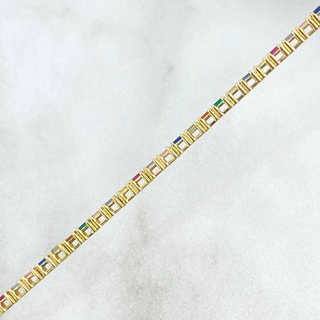 Pulso Tennis | Oro Amarillo +4 | 5.85gr | 19cm | 2.2mm Circones Colores