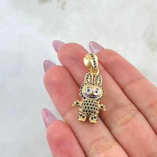 Dije Conejo Sonriente | Dos Oros Amarillo Blanco 18K | 6.05gr | 3.4cm