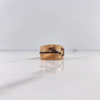 Anillo Caballo Herradura | Oro Rosa | 10gr | T9 | Circones Verde Negros