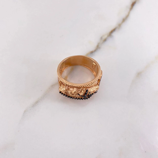 Anillo Caballo Herradura | Oro Rosa | 10gr | T9 | Circones Verde Negros