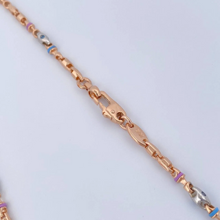 Cadena Rustica Barril Maciza | Dos Oros Blanco Rosa 18K | 21.3gr | 50.5cm