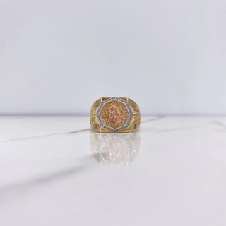 Anillo Sello Octagonal Caballo | Circones Blancos Tres Oros | 13.05gr | T11 1/2
