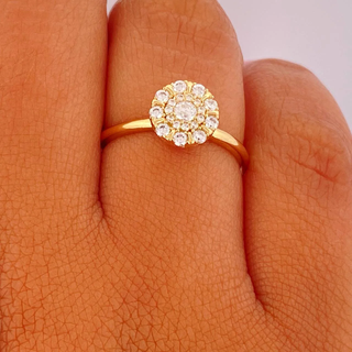 Anillo Halo Circulo | Oro Amarillo 18K | 2.1gr | T6 3/4