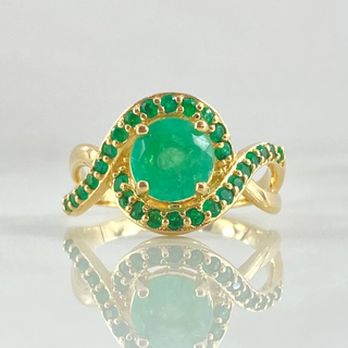 Anillo Ojo Triple Infinito | Oro 18K | Esmeraldas 1.80 Qts | 4.4gr | T6 3/4