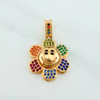 Dije Flor Feliz Movil | Oro Amarillo 18K | 4.5 g | 2.8 cm