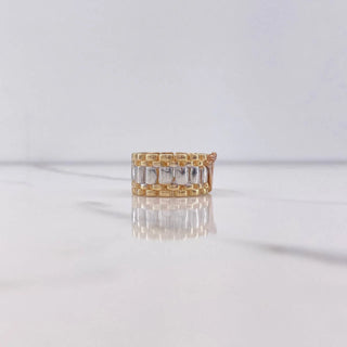 Anillo Correa Corona RX | Tres Oros | 8gr | T6 | Circones Blancos