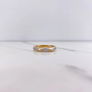 Anillo Argolla Rombos | Circones Blancos Oro Amarillo | 2.9gr | T7