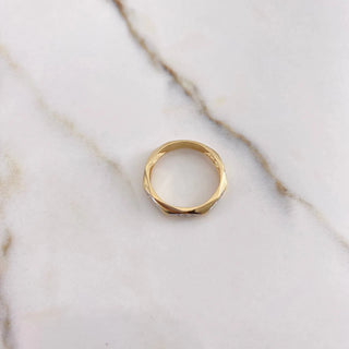 Anillo Argolla Rombos | Circones Blancos Oro Amarillo | 2.9gr | T7