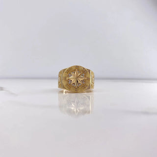 Anillo Brujula | Circones Blancos Oro Amarillo | 11.1gr | T9 1/2
