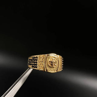 Anillo Medusa Tribal | Oro Amarillo | 9.4gr | T10 Circones Negros
