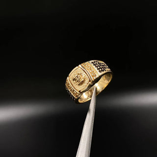 Anillo Medusa Tribal | Oro Amarillo | 9.4gr | T10 Circones Negros