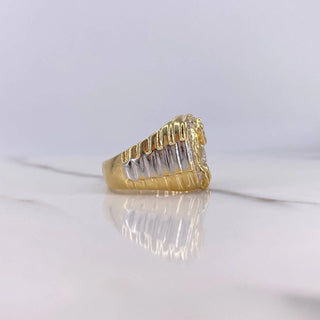 Anillo Herradura Caballo | Dos Oros Amarillo Blanco | 8.25gr | T8 | Circones Blancos Dos