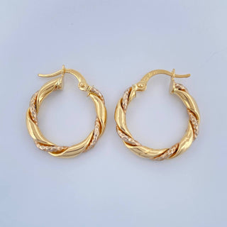 Candongas Axel | Dos Oros Amarillo Blanco 18K | 2.05 g | 2.2 cm