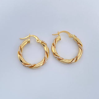 Candongas Axel | Dos Oros Amarillo Blanco 18K | 2.05 g | 2.2 cm