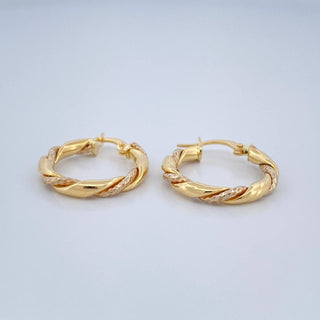 Candongas Axel | Dos Oros Amarillo Blanco 18K | 2.05 g | 2.2 cm