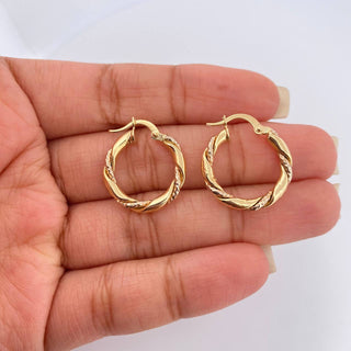 Candongas Axel | Dos Oros Amarillo Blanco 18K | 2.05 g | 2.2 cm