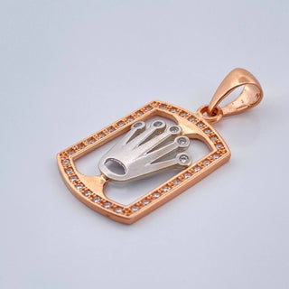 Dije Placa Corona | Dos Oros Blanco Rosa 18K | 2.9 g | 3 cm
