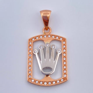 Dije Placa Corona | Dos Oros Blanco Rosa 18K | 2.9 g | 3 cm