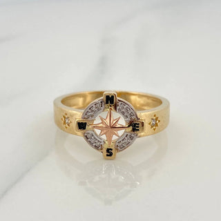 Anillo Estrella Cardinal | Dos Oros Amarillo Blanco 18K | 5.8gr | T10 1/2