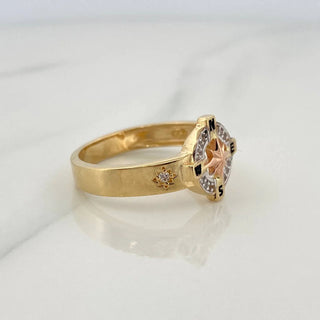 Anillo Estrella Cardinal | Dos Oros Amarillo Blanco 18K | 5.8gr | T10 1/2